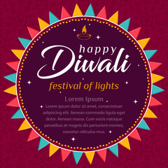 Beautiful Diwali greeting card, the Festival of Lights is a symbol of the victory of good over evil. Vector, illustration