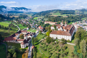 Aerial view of the Benedictine monastery St. Paul in Austria