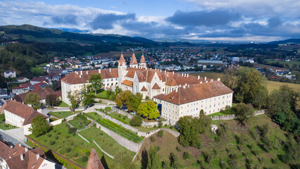 Aerial view of the Benedictine monastery St. Paul in Austria