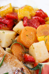 Mix of vegetables on a plate.