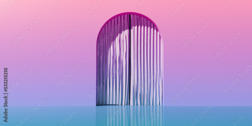 Poster curtain with an arch - minimal design - 3d render