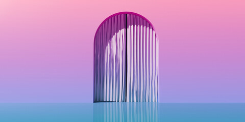 Curtain with an arch - minimal design - 3D render
