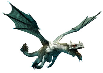 Fototapeta premium White dragon flying 3D illustration 
