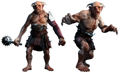 Trolls , ogres or giants 3D illustration	