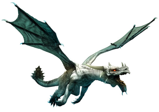 White dragon flying 3D illustration	