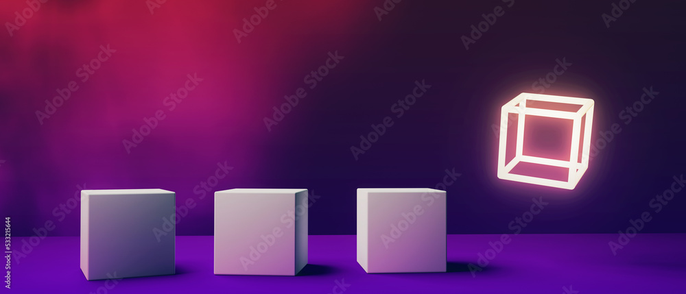 Poster one out unique cube in the air - 3d render