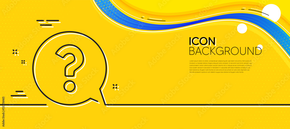Poster question mark line icon. abstract yellow background. help speech bubble sign. faq symbol. minimal qu