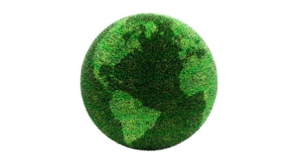 Earth globe made out of grass. Transparent PNG background. Useful graphical resource for illustrations