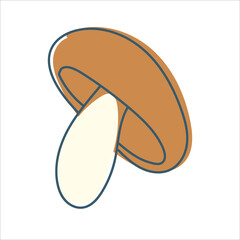 Edible mushrooms in doodle style. Autumn vegetables. Vector graphics isolated on white background.