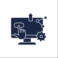 Digital accessibility glyph icon. Computer controlled by finger. Digital transformation concept. Filled flat sign. Isolated silhouette vector illustration