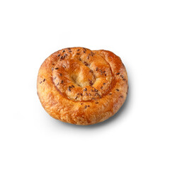 catalog bakery borek, burek vertuta Spiral-shaped Greek Cheese pie filling meat or cottage cheese
