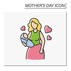 Motherhood color icon. Maternal bonds between mother and child. Love and care. Mother day concept. Isolated vector illustration