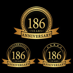 Fototapeta premium 186 years anniversary logo collections. Set of 186th Anniversary logotype template. Vector and illustration. 