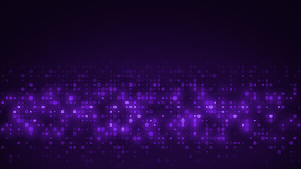 Abstract dot pattern purple light gradient texture technology background.