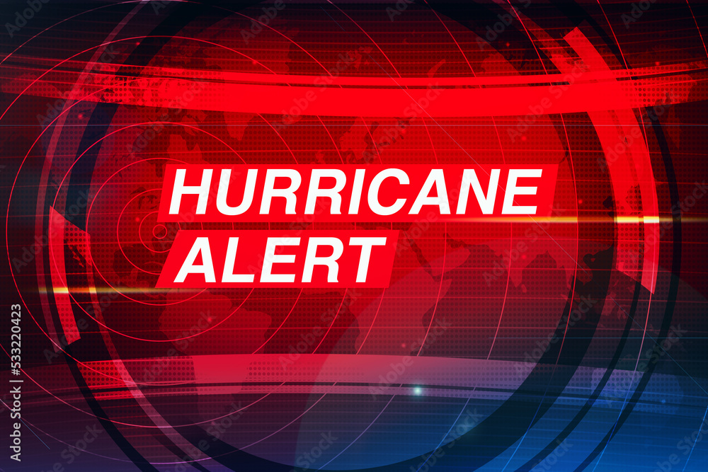 Aufkleber hurricane alert concept abstract background with red alarming color and world map. cyclone and weath