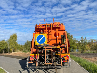 Car for cleaning the sewer system of the city. Special equipment, utility service.