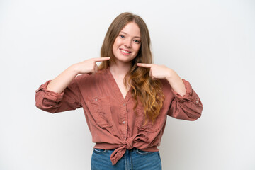 Fototapeta na wymiar Young pretty woman isolated on white background giving a thumbs up gesture