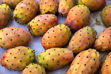 Opuntia ficus - indica - Organic cactus fruits in the market