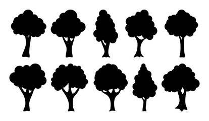 Set of hand drawn trees