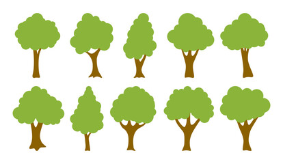 Set of hand drawn trees