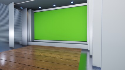 3D Virtual TV Studio News, Backdrop For TV Shows .TV On Wall.3D Virtual News Studio Background,3d illustration