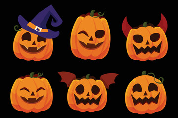 flat halloween pumpkins collection vector design illustration