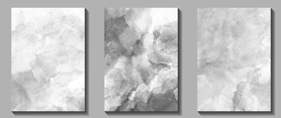 Grey vector texture set. Granite. Stone. Marble. Hand drawn grey abstract illustration for background, cover, interior decor and other users. Grunge watercolor surface. Template for design interior.