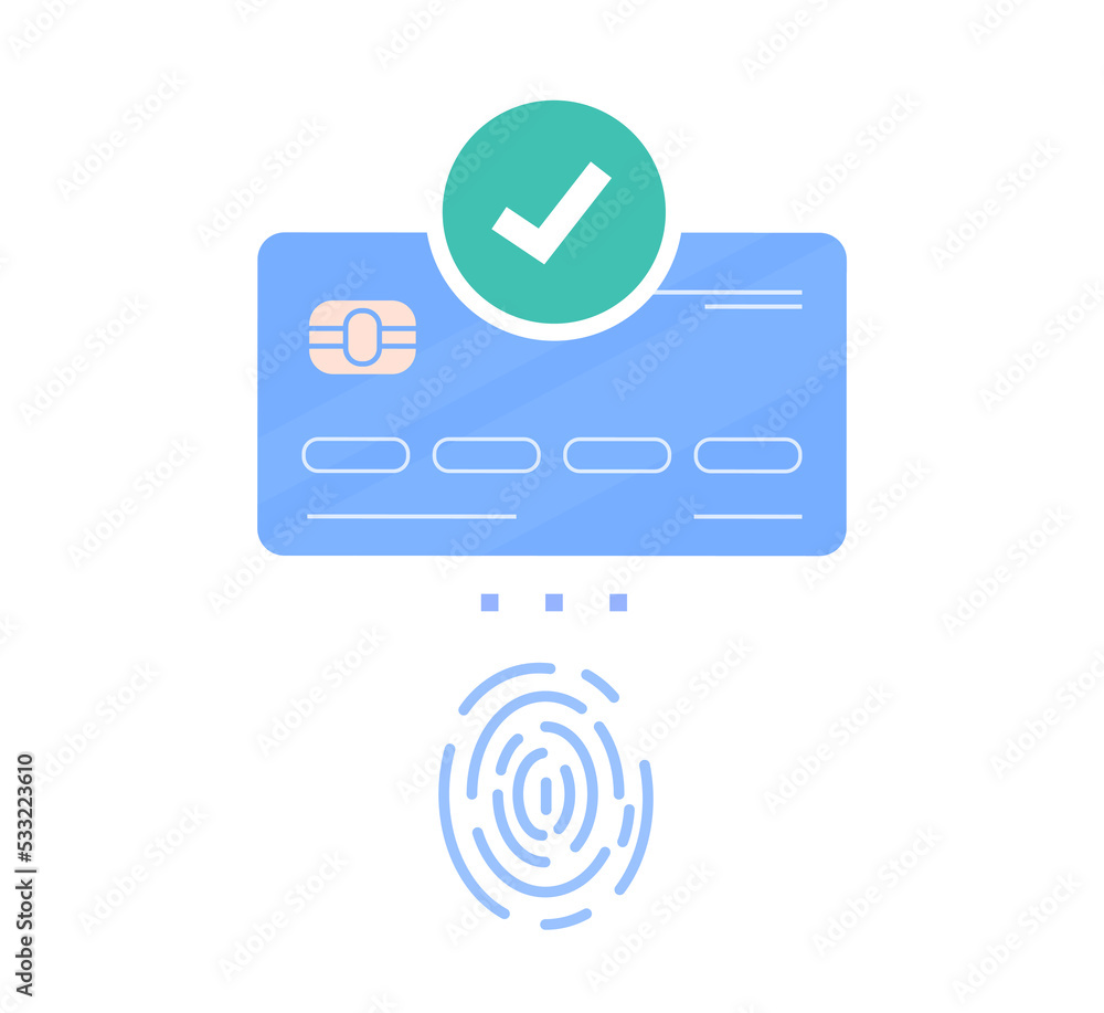 Poster vector illustration of secure payment. protection of transactions. fingerprint scanning for make tra