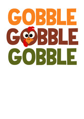 Gobble gobble svg sign. Thanksgiving Turkey face clipart. Isolated transparent background.