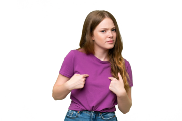 Young pretty woman over isolated background pointing to oneself