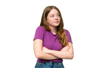 Fototapeta premium Young pretty woman over isolated background making doubts gesture while lifting the shoulders