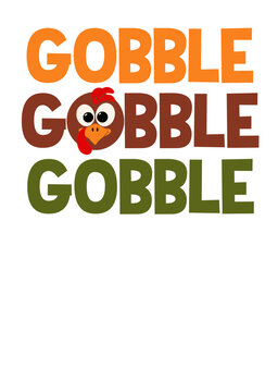 Gobble Gobble Svg Sign. Thanksgiving Turkey Face Clipart. Isolated Transparent Background.