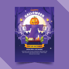 halloween vertical poster template vector design illustration