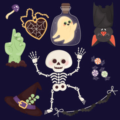 halloween candy elements collection vector design illustration
