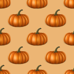 Vector Autumn Halloween Seamless Pattern with Pumpkins. Wallpapers for Invitations, Cards, Fabrics, Packaging, Wrapping, Banners or Textiles