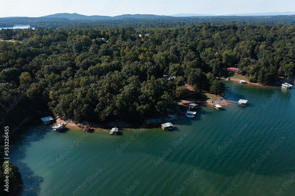 Wall mural aerial panoramic view of popular lake lanier in atlanta, ga