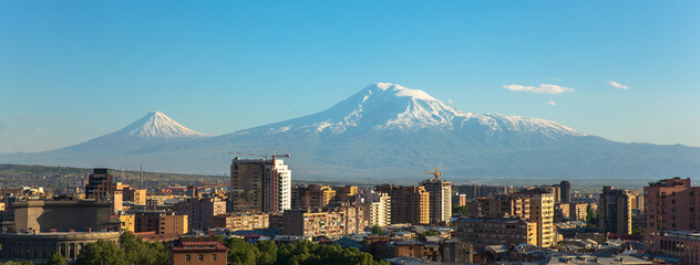 Mount Ararat in the background of Yerevan