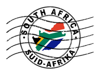 Map of South Africa, Postal Passport Stamp, Travel Stamp