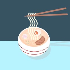 Ramen, spaghetti in brodo, cucina giapponese, cinese e coreana, cibo del Giappone, specialità gastronomica etnica,