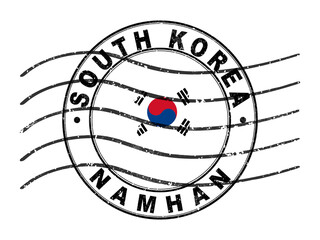 Map of South Korea, Postal Passport Stamp, Travel Stamp