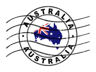 Map of Australia, Postal Passport Stamp, Travel Stamp