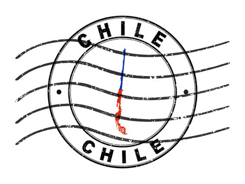 Map of Chile, Postal Passport Stamp, Travel Stamp