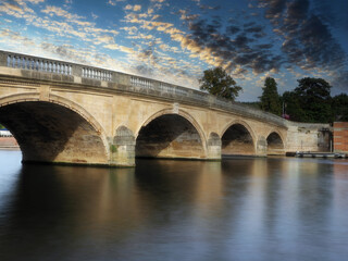 Henley Bridge over the River Thames between Oxfordshire and Berkshire at Twilight on a summer's evening