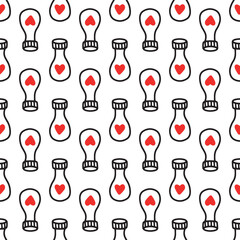 Seamless pattern with love potion bottle. Vector illustration. Design for Valentines Day