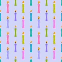 Festive cartoon seamless birthday candle doodle pattern for wrapping paper and clothes print and kids fabrics
