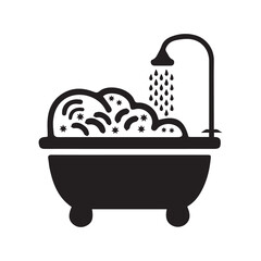 Bathing container tub plunge icon | Black Vector illustration |