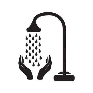 Hand Shower Water Sprinkler Icon | Black Vector Illustration |