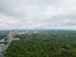 Down Town Toronto  buildings  and sky line  by Bloor street  cloudy day 