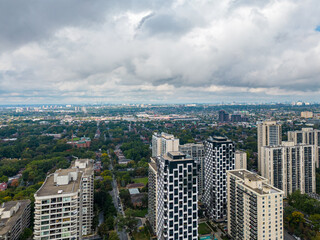 Fototapeta premium Down Town Toronto buildings and sky line by Bloor street cloudy day 