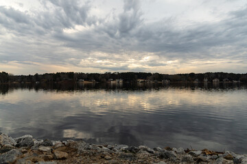 sunrise over the lake with reflections